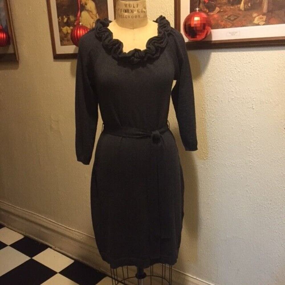 Rabbit Rabbit Rabbit Designs Gray Belted Sweater Dress Size XL